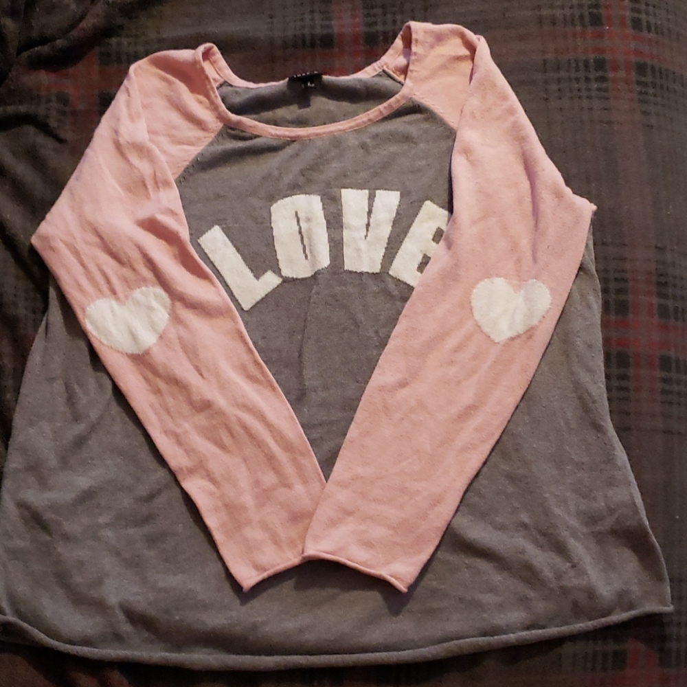 Torrid pink gray love sweater
